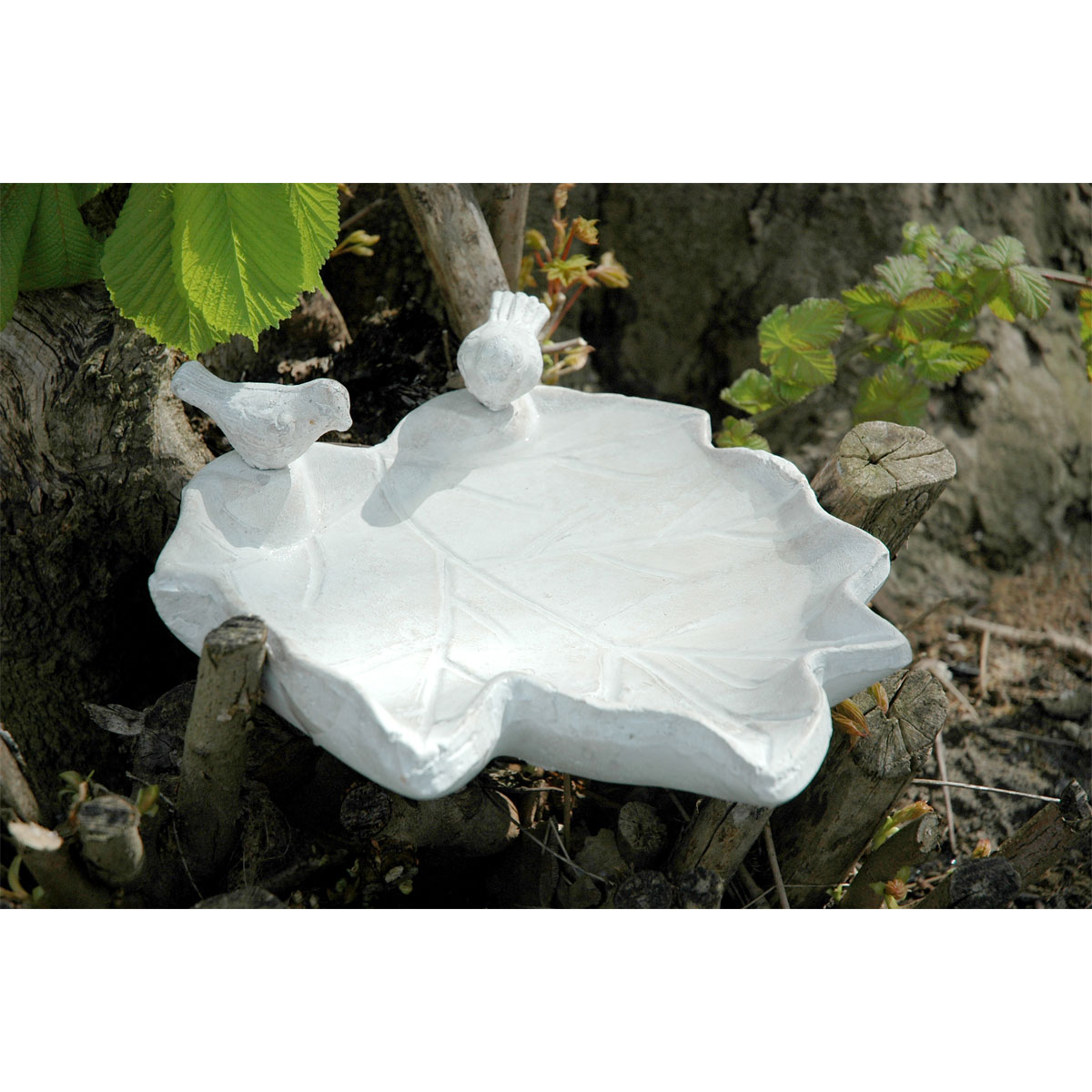 dobar Vogeltränke Blatt-Paradies x Weiß | K000065028 cm 5,5 x 31 Keramik 29,5