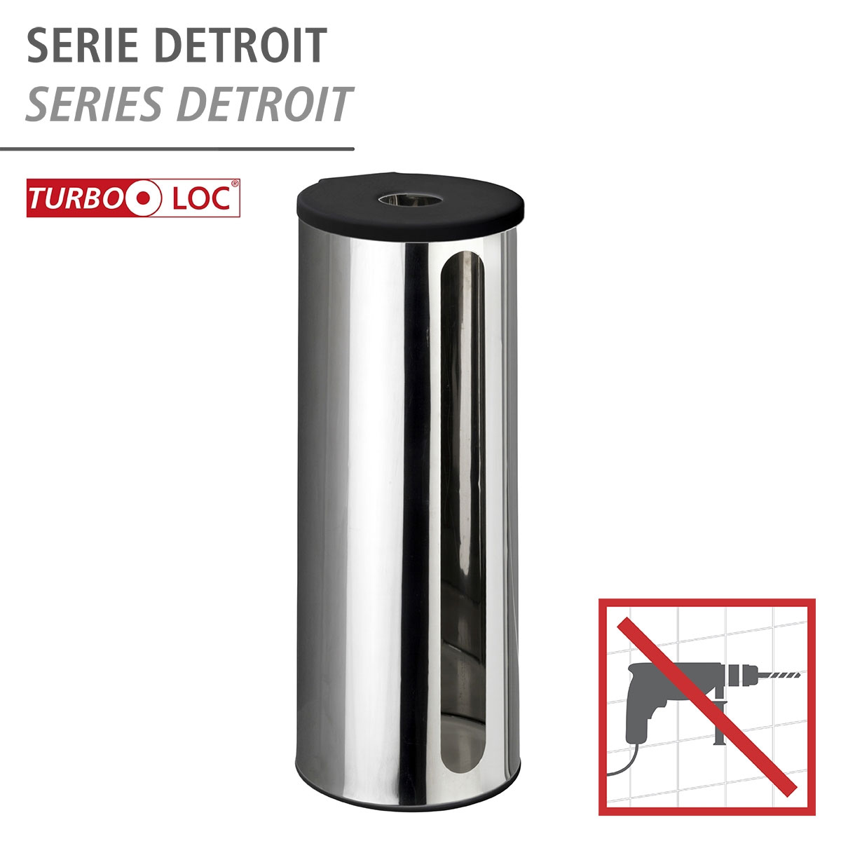 ohne Detroit Ersatzrollenhalter rostfrei bohren Wenko Edelstahl Turbo-Loc 514513 | Befestigen