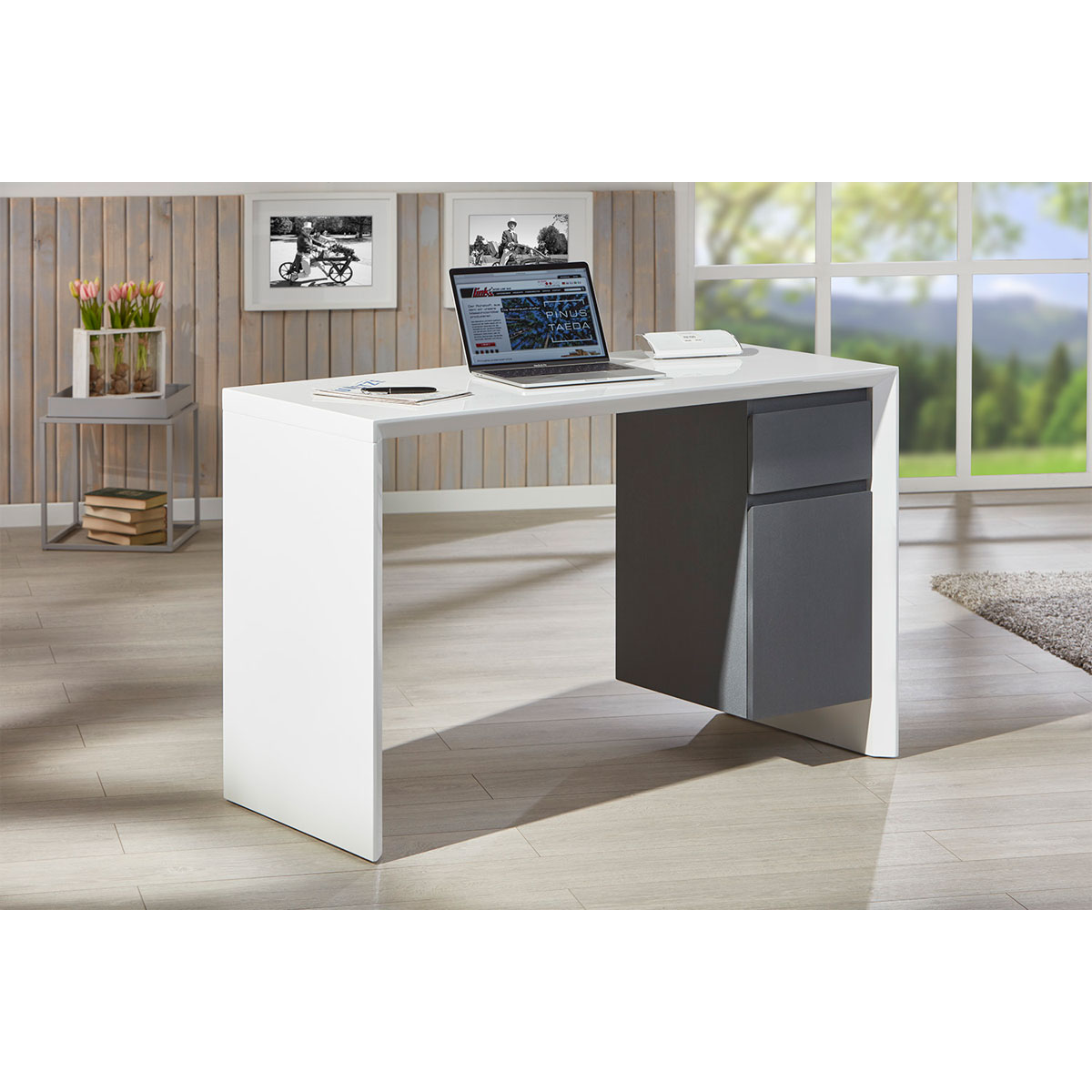Schreibtisch x Link Inter 75 grau Megara weiß x 120 | K000031765 cm 50