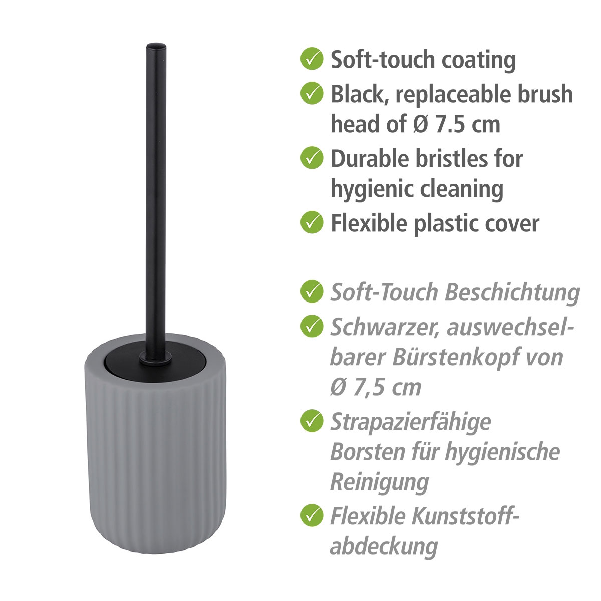 Wenko WC-Garnitur WC-Bürstenhalter | Keramik 514507 Belluno Grau
