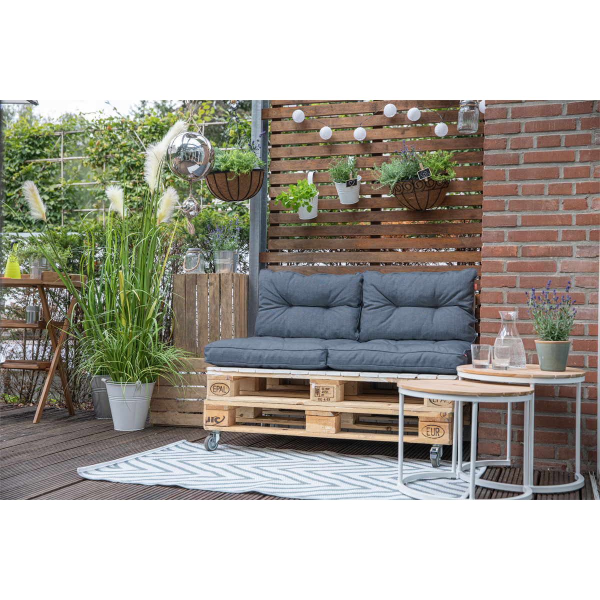 Garden grau | Almaaz Sitz-/Rückenkissen Siena 4-teilig Euro-Palette für | K000065397 Grau
