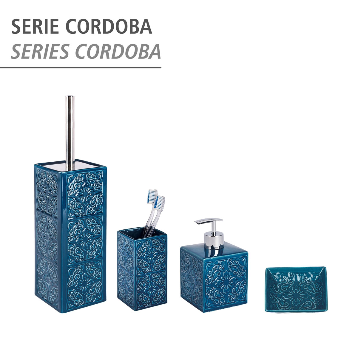Wenko WC-Garnitur Blau Cordoba Keramik | 514464