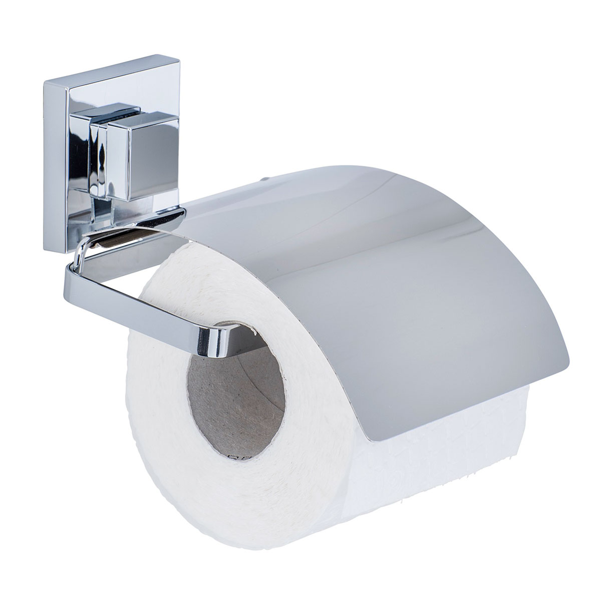 Wenko VacuumLoc WC-Set | rostfrei Quadro 514917 2-teilig Edelstahl Toilettenpapierhalter und WC-Garnitur