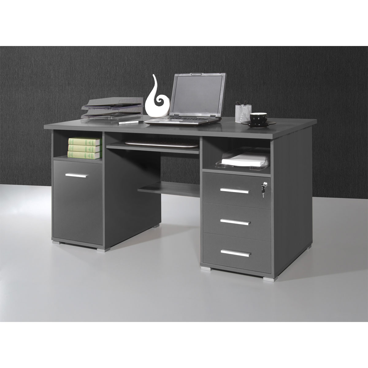 Schreibtisch Tipp abschließbar und mit Tastaturauszug Sonoma-Eiche-Nachbildung/weiß | 145 x cm x 75 K000069900 70