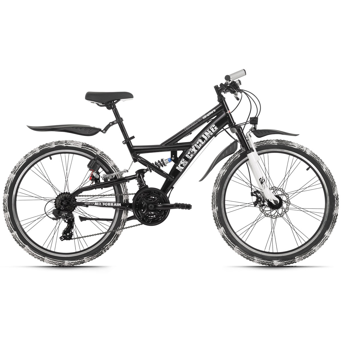 noot Bijlage Pretentieloos Kinder-Mountainbike ATB Fully 24\'\' Crusher schwarz-weiß RH 36 cm KS  cycling | K018965705
