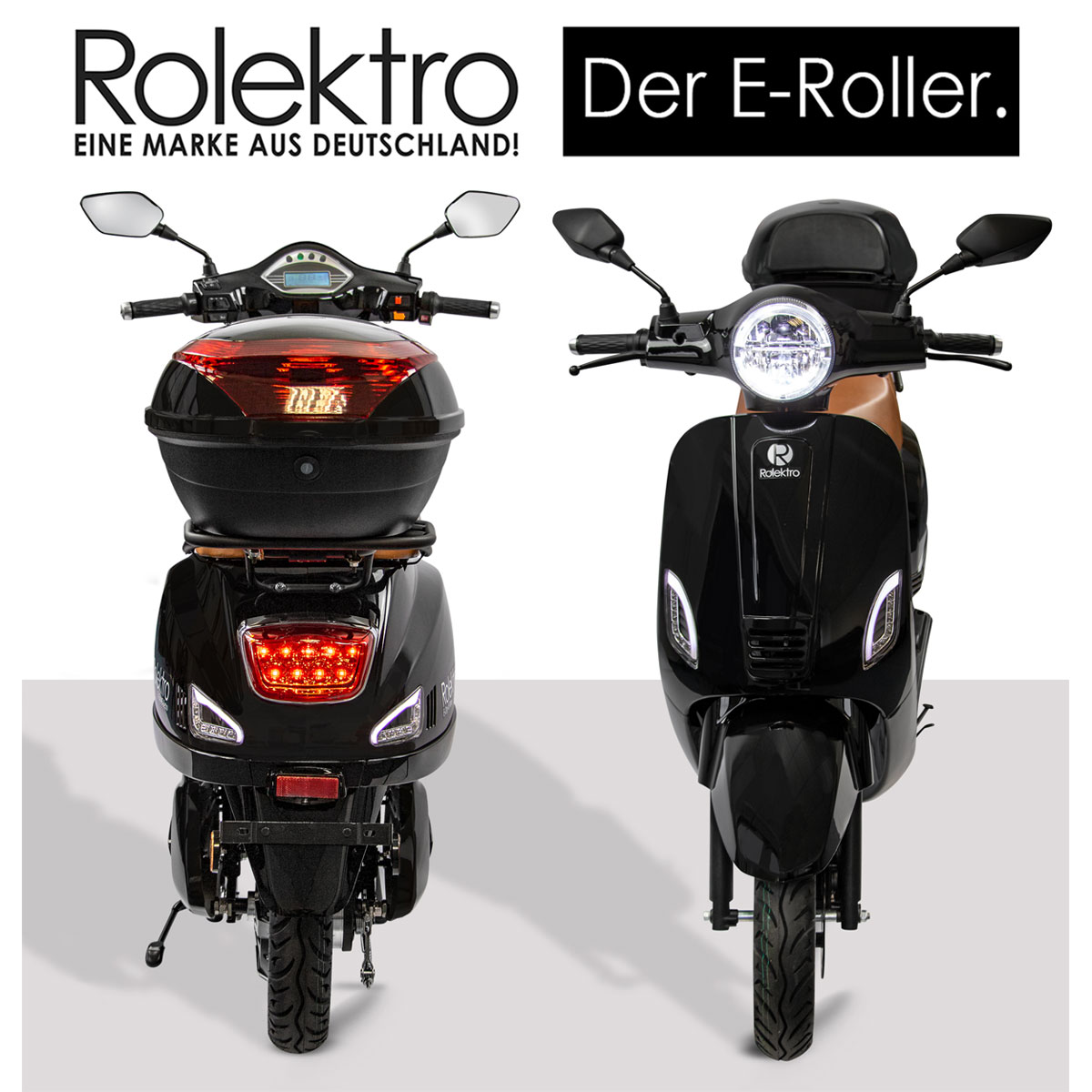 Rolektro Retro Roller 60V-27,5Ah V.2021 | 45 2000W km/h Schwarz Lithium E-Roller K000628988