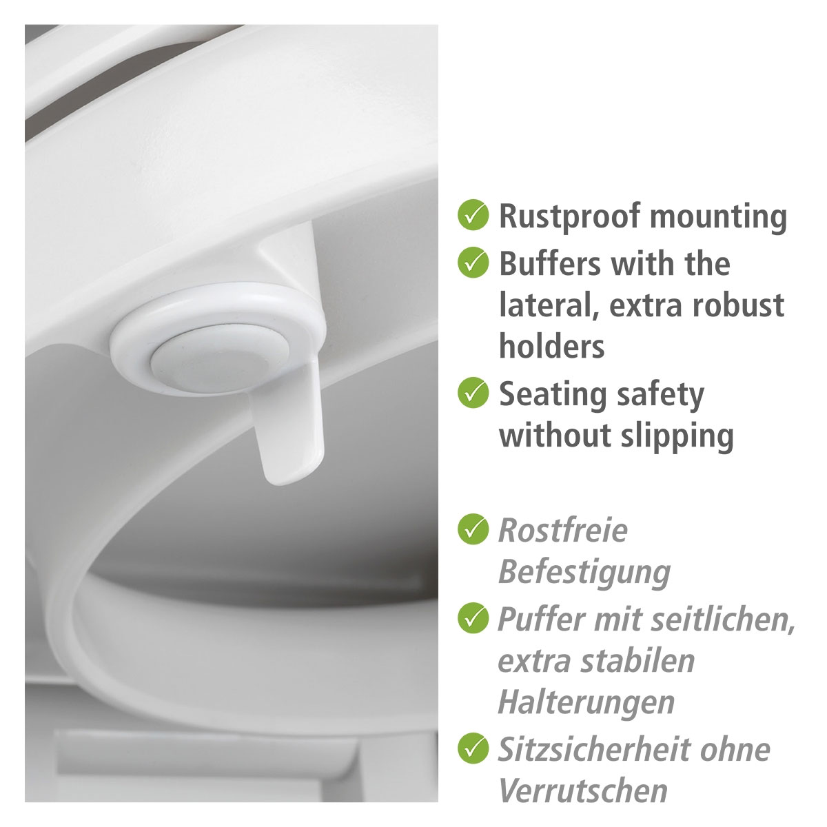 Wenko WC-Sitz Secura Comfort aus antibakteriellem Duroplast mit  Sitzflächenerhöhung