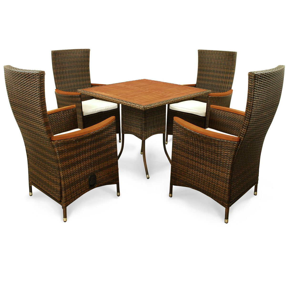 Indoba Gartenmöbel Set Valencia 5-teilig Polyrattan | Stühle braun | 1 | Tisch Hochlehner 4 K000021805 braun 