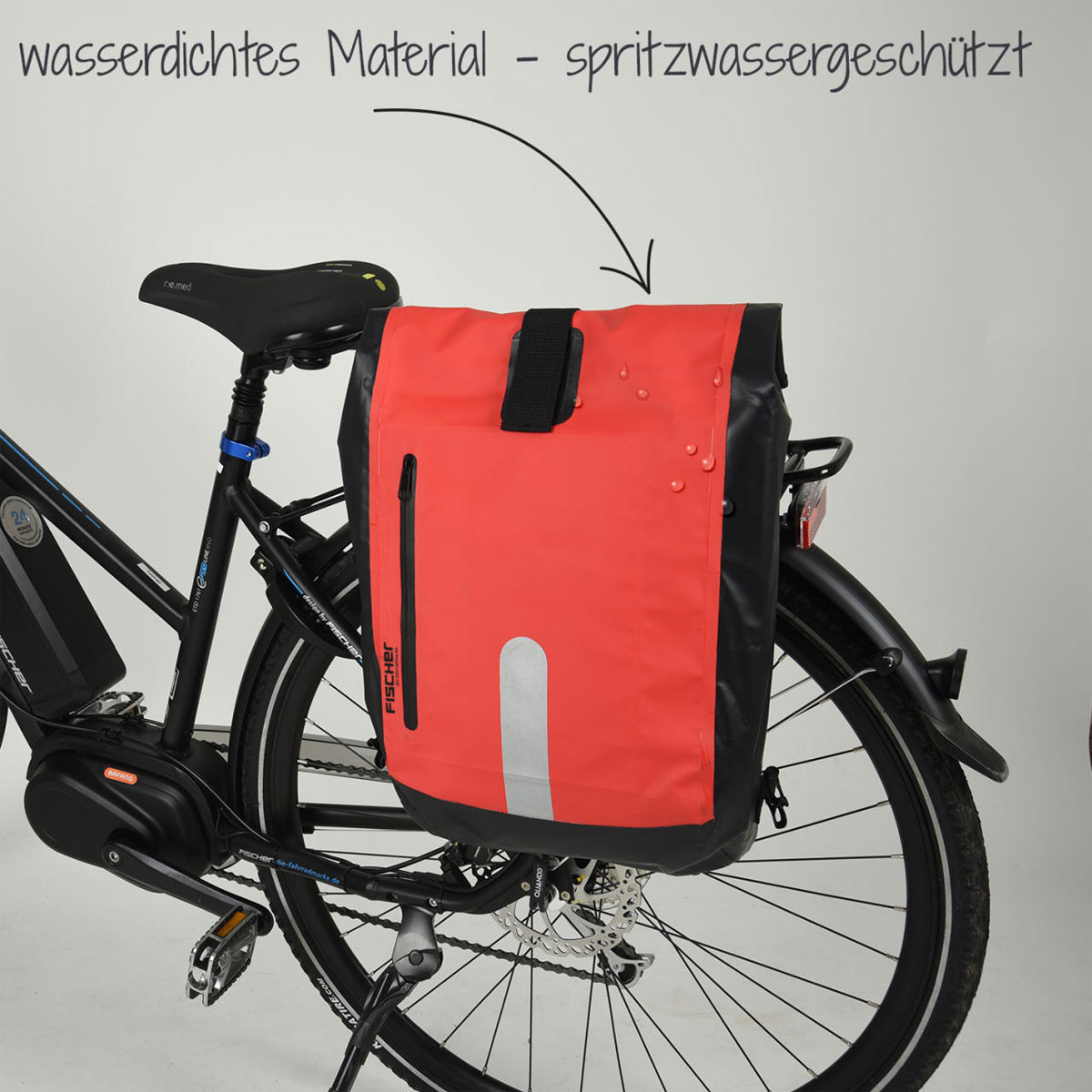 295840 Fischer Gepäckträgertasche wasserdicht schwarz-rot Bikes |