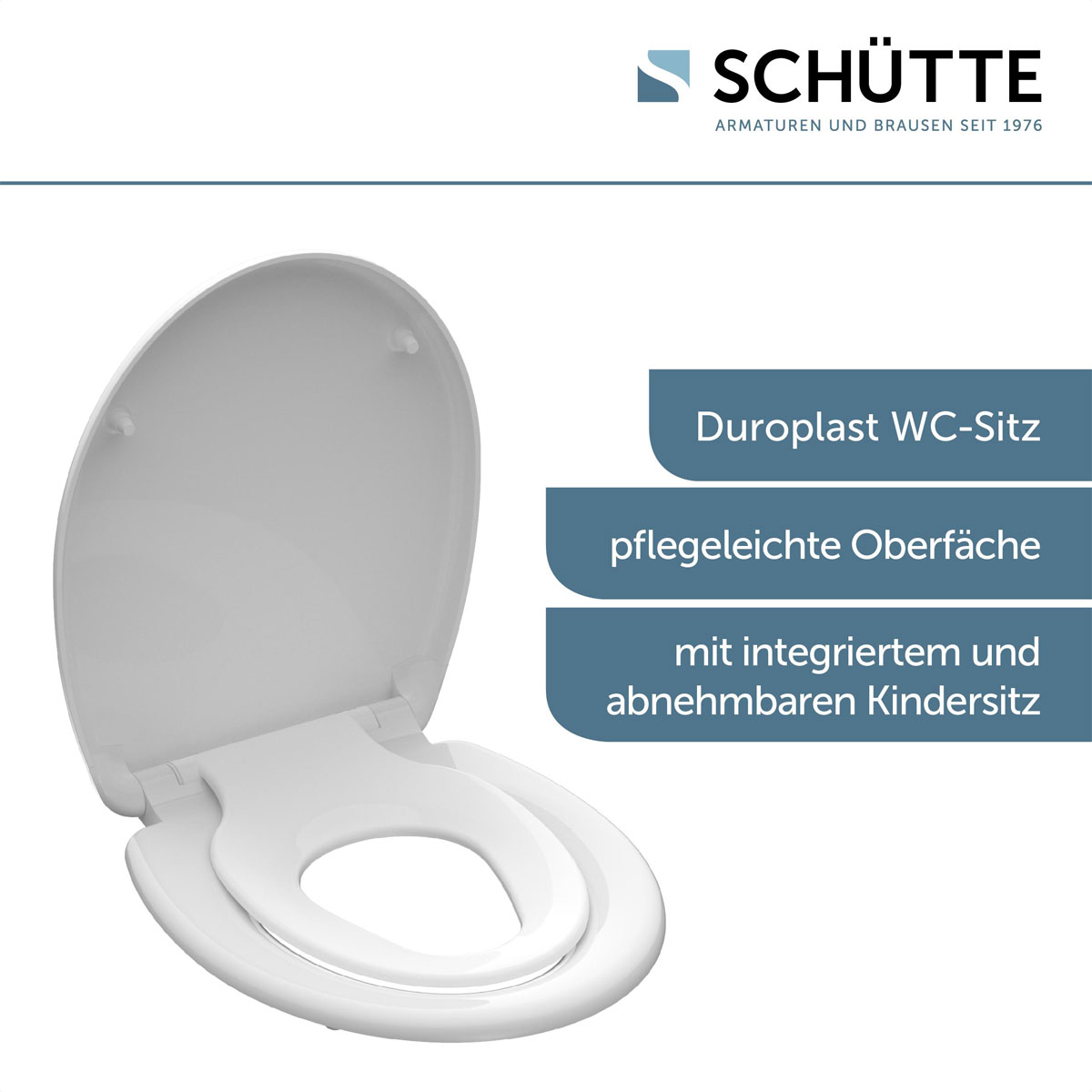 WC-Sitz und WHITE Schütte mit Absenkautomatik | FAMILY Duroplast Schnellverschluss 518334
