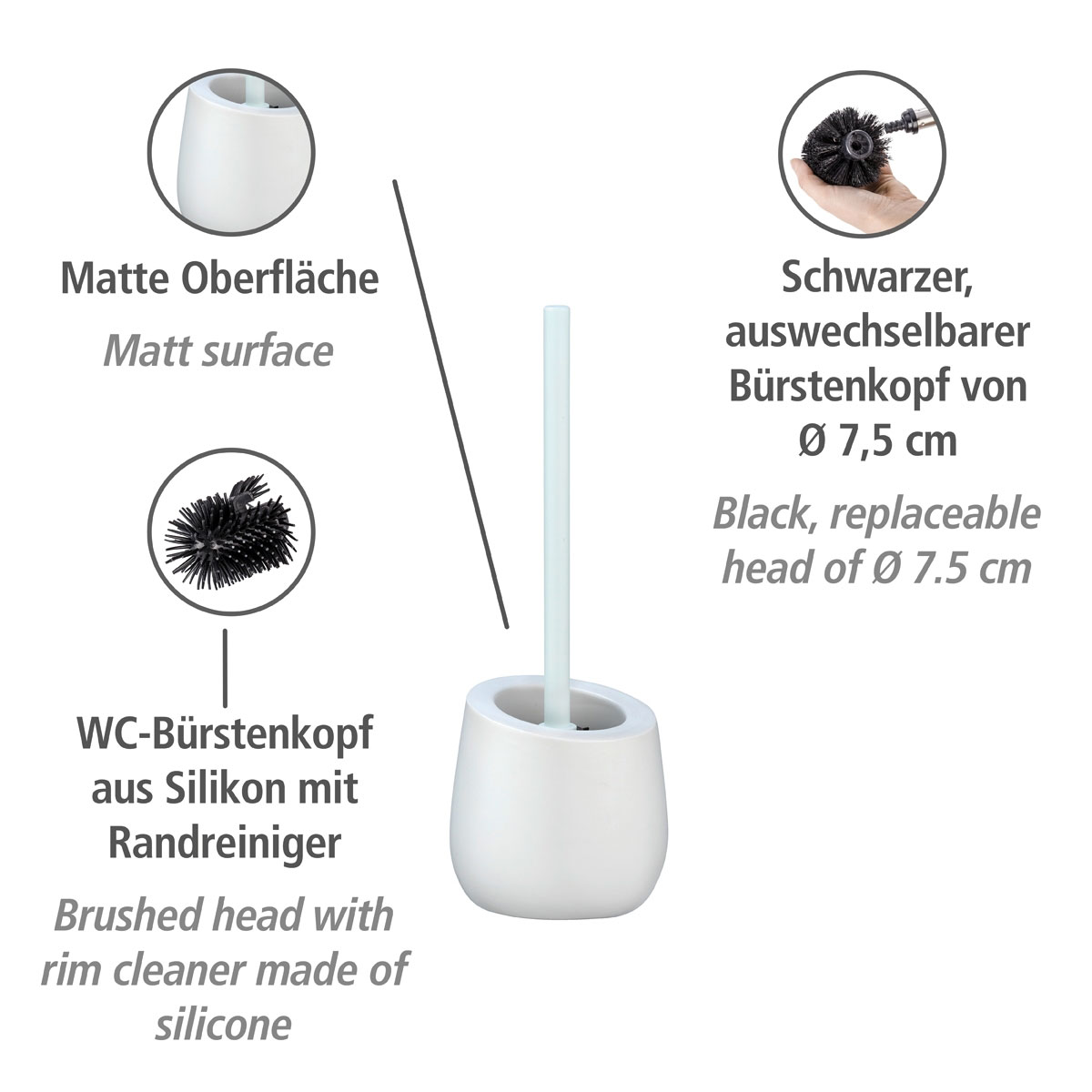Keramik Weiß WC-Garnitur Badi WC-Bürstenhalter 514476 | Wenko