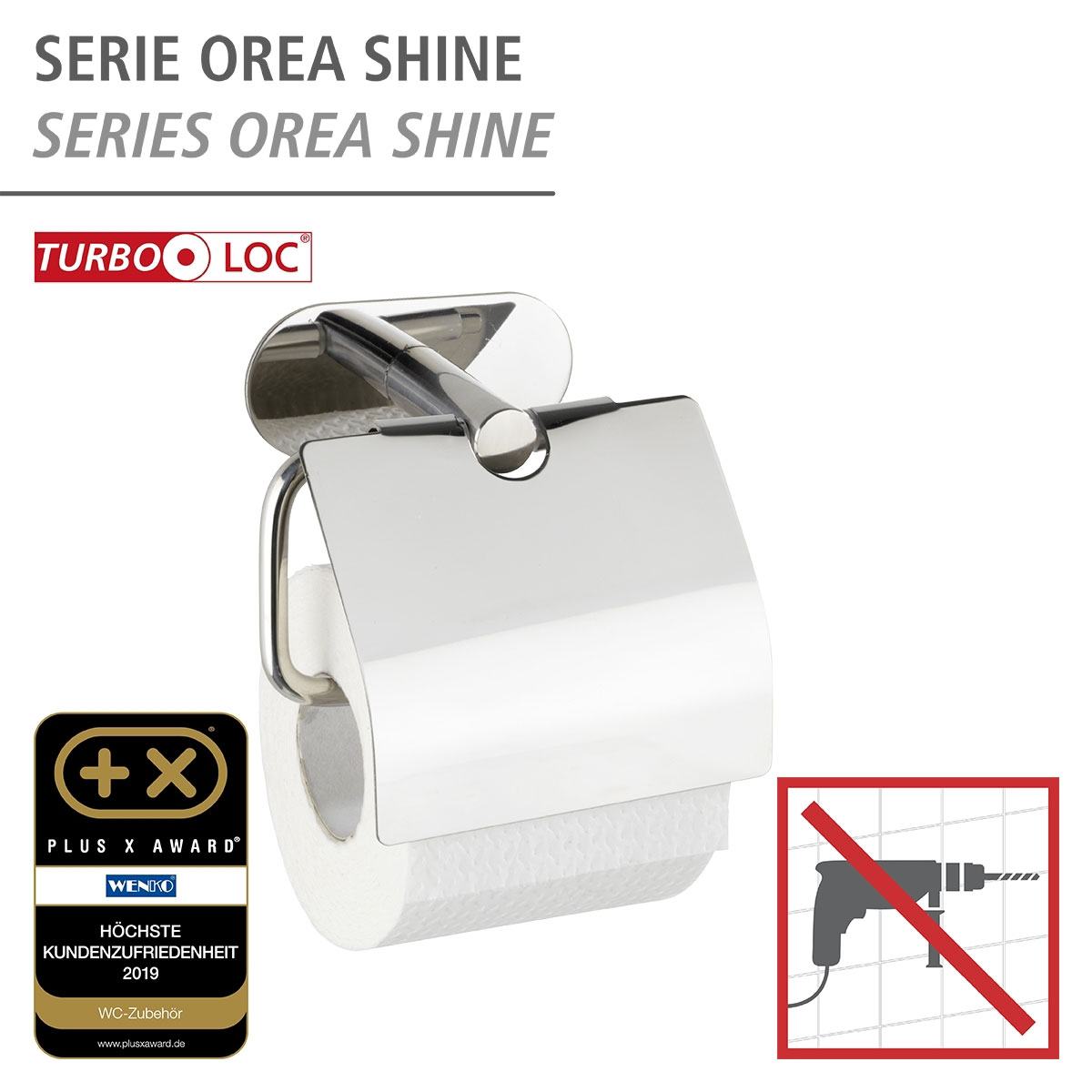 Deckel mit Turbo-Loc Orea Shine Toilettenpapierhalter Wenko 503699 |