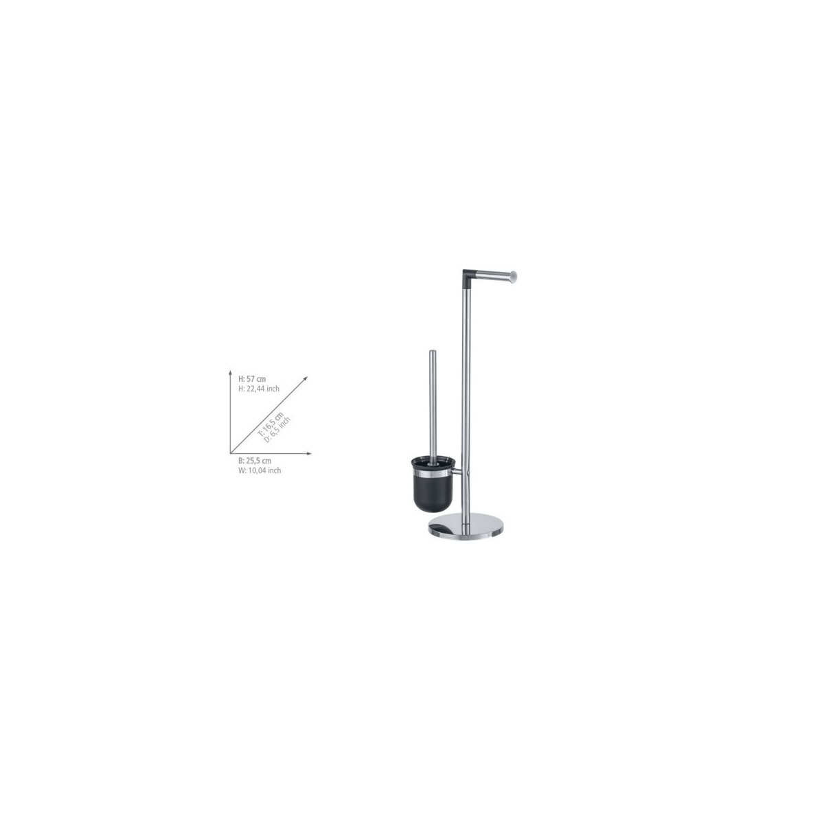 Wenko Stand WC-Garnitur Edelstahl | Kombination 2in1 Parus aus glänzendem glänzend 514806 Edelstahl