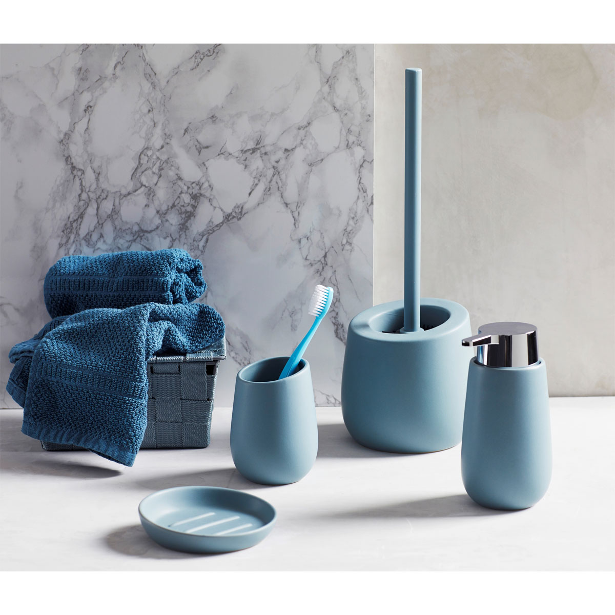 Keramik Blaugrau Wenko WC-Bürstenhalter | Badi WC-Garnitur 514481