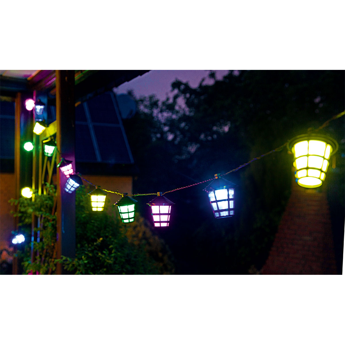40 Laternen mit Konstsmide 895466 LED-Partylichterkette bunt | Lampions