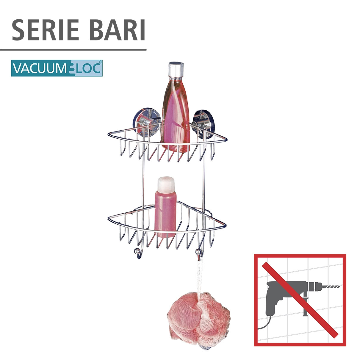 Wenko Vacuum-Loc Eckregal Bari 895058 Etagen | 2