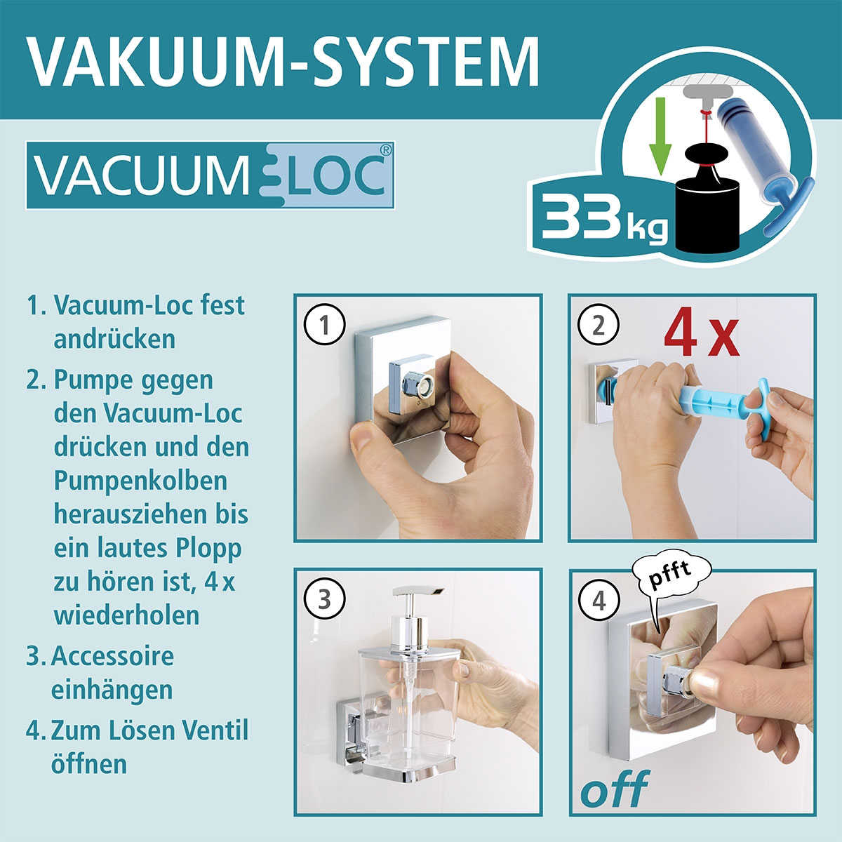 Wenko Vacuum-Loc | 217237 Seifenspender Quadro